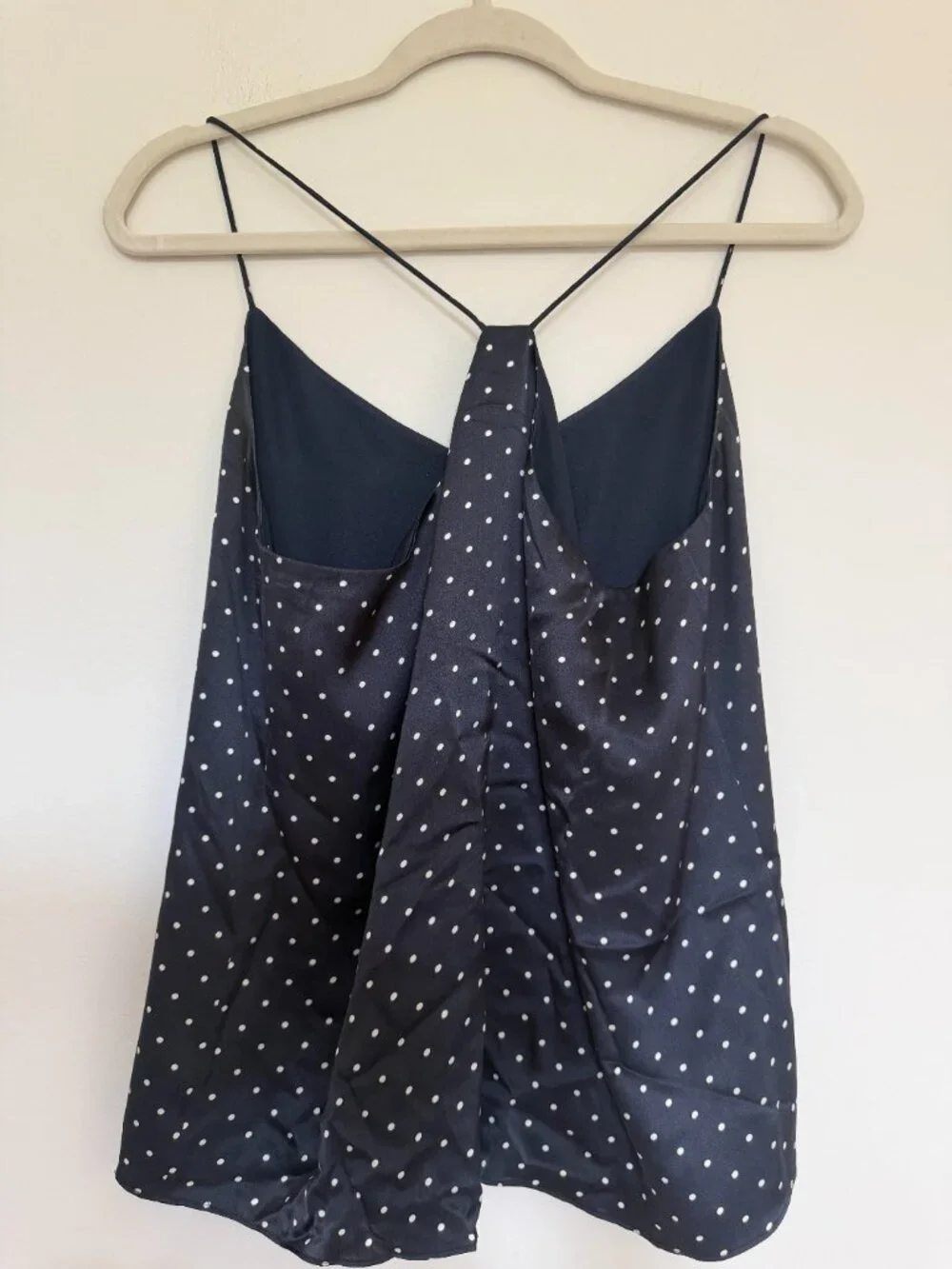 Brooks Brothers Silk Polka Dot Camisole Tank Top Minimalist Quiet Luxury Navy M